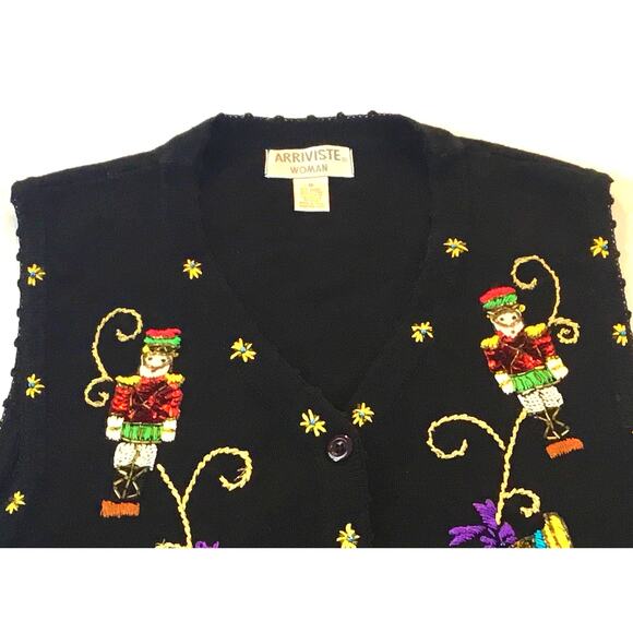 Holiday Sweater Vest Arriviste Woman Black Embellished Size 1X - Picture 2 of 6